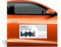 Magnes na samochód reklama magnetyczna 60x30 cm AGENCJA OCHRONY różne wzory