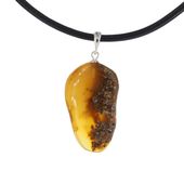 Naszyjnik na rzemieniu - surowy Bursztyn