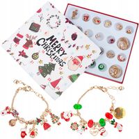 KALENDARZ ADWENTOWY BRANSOLETKA BIŻUTERIA PREZENT ZŁOTY ZAWIESZKI DIY