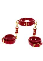 D Ring Collar and Wrist Cuffs Red