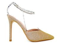 Szampańskie błyszczące szpilki z łańcuszkiem 37