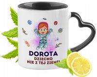 Kubek Czarny Z Uszkiem W Kształcie Serca Dla Doroty Idealny Na Prezent