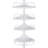 Regał łazienkowy teleskopowy biały 85–305 cm stal narożny półka