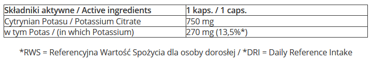 7Nutrition - Potassium Citrate - 120 kaps. zdjęcie 2