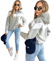 AWANTI kobieca dresowa BLUZA DAMSKA color block kangurka kaptur