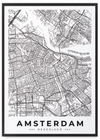 Plakat mapa plan miasta Amsterdam 61x91 cm w czarnej ramie