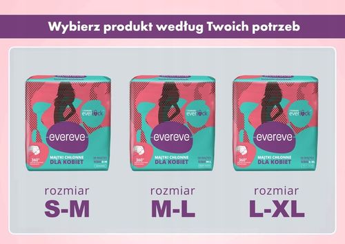 MAJTKI CHŁONNE MENSTRUACYJNE DLA KOBIET EVEREVE 30 SZT. ROZ: M-L na Arena.pl