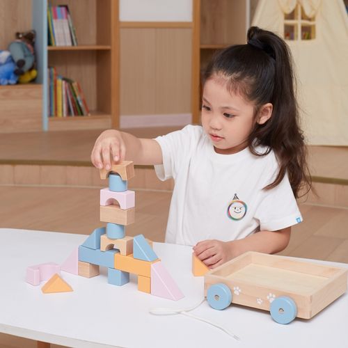 VIGA PolarB Drewniany Wózek do Ciągnięcia + Klocki 21 el. na Arena.pl