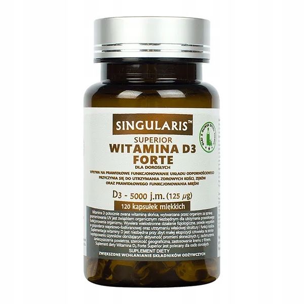 Witamina D3 Forte 5000 IU 120 kapsułek Singularis zdjęcie 1