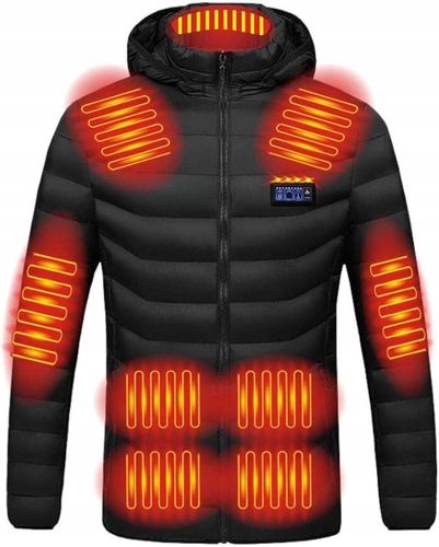 Kurtka Podgrzewana 21 Stref Na USB Zimowa Ogrzewana Ciepła Czarna Długa XL na Arena.pl