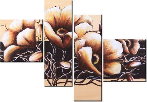 100 70CM OBRAZ 4 ELEM DOSTOJNE KWIATY DRUK PŁÓTNO RAMA na Arena.pl