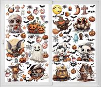 NAKLEJKI NA OKNA HALLOWEEN 12 ARKUSZY DWUSTRONNE WIELOKROTNEGO UŻYTKU