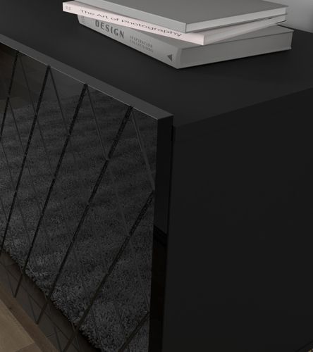 Szafka RTV DIUNA 145 cm 2D1K na nóżkach czarny połysk na Arena.pl