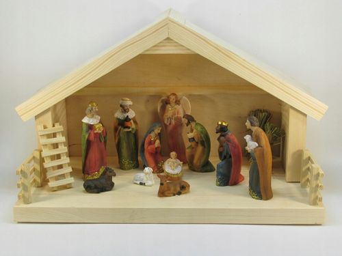 Szopka bożonarodzeniowa sosnowa +oświetlenie led na Arena.pl