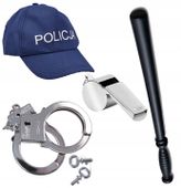 Zestaw POLICJANTA Policja Akcesoria Strój Karnawał Czapka Odznaka Kajdanki