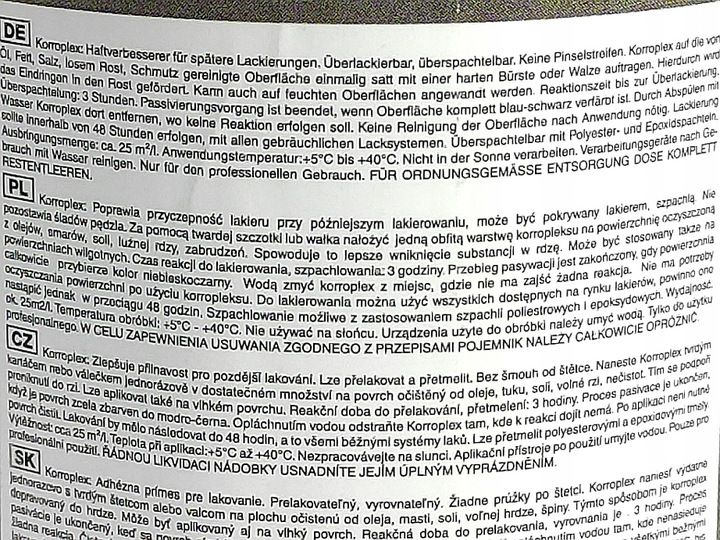 FORCH L237 KORROPLEX PREPARAT ANTYKOROZYJNY 1L zdjęcie 2