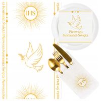 Dekoracje KOMUNIJNE zestaw KOMUNIA BIEŻNIK komunijny serwetki ozdoby stołu