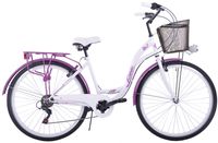 Rower miejski 28 Kozbike City 28 6s biało-fioletowy z koszem (K36)