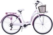 Rower miejski 28 Kozbike City 28 6s biało-fioletowy z koszem (K36)
