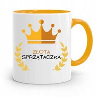 Dla Sprzątaczki Kubek Żółty Na Prezent Urodziny Z Nadrukiem Ze Zdjęciem