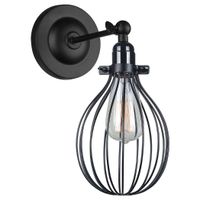 Kinkiet LAMPA ścienna LESTO MBM-2676/1 BK Italux metalowa OPRAWA druciana klatka czarna