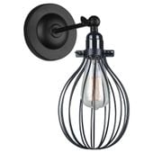 Kinkiet LAMPA ścienna LESTO MBM-2676/1 BK Italux metalowa OPRAWA druciana klatka czarna