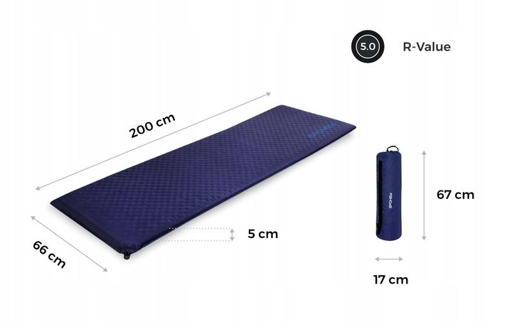 Mata samopompująca R-VALUE 5.0 gruba 5 cm duża 200cm Spokey COUCH zdjęcie 7