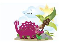 60X40CM FIOLETOWY DINOZAUR OBRAZ