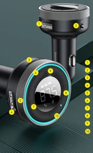 BASEUS ŁADOWARKA TRANSMITER FM BLUETOOTH 5.0 QC3 zdjęcie 8