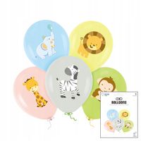 ZESTAW BALONÓW Z NADRUKIEM Z ZWIEŻĘTAMI ZOO DEKORACJA URODZINOWA 6SZT