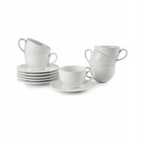 6x BIAŁE FILIŻANKI ZE SPODKAMI 350 ml, DO KAWY porcelanowe Tudor England