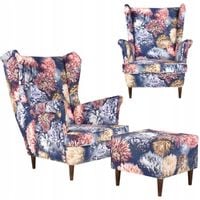 Fotel uszak z podnóżkiem Ari Print Family Meble