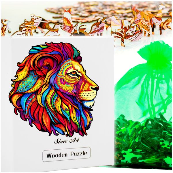 Puzzle drewniane dla dorosłych i dzieci lew A4 128 elementów zdjęcie 1