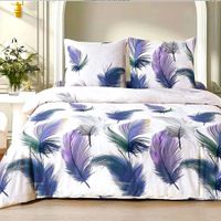 Pościel bawełniana 220x200cm BIAŁA W SZARE PIÓRA M1882