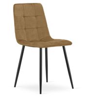 Krzesło tapicerowane welurowe KARA brązowe do kuchni jadalni salonu