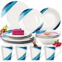 Zestaw Obiadowy Komplet Serwis Talerz Obiadowy Płytki Głęboki Deserowy 16el