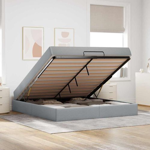 Ramka łóżka z przechowywaniem Jasnoszary 180 x 200 cm tkanina na Arena.pl