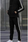 KOMPLET SPORTOWY DRES MĘSKI BLUZA SPODNIE LAMPASY 501 CZARNY r.M/L