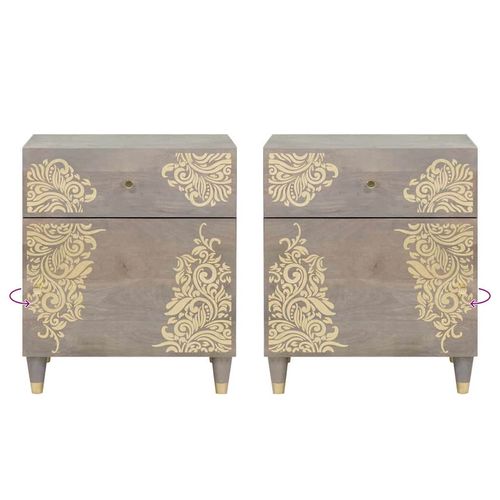 Szafka Nocna z szufladą Szary 50 x 33 x 60 cm lite drewno mango na Arena.pl