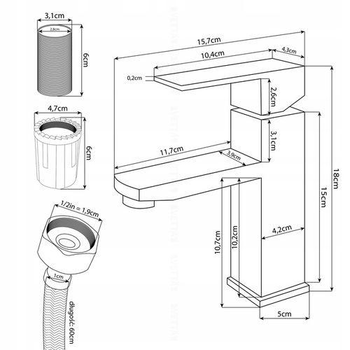 Bateria stojąca umywalkowa kran do umywalki zlewu czarna matowa niska na Arena.pl