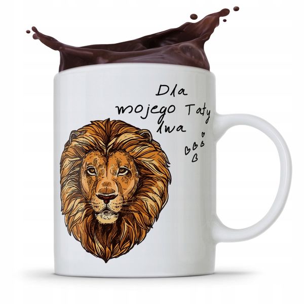 Kubek Na Dzień Ojca Dla Taty Dla Mojego Taty Lwa Z Nadrukiem Ze Zdjęciem zdjęcie 1
