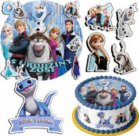 ZESTAW OPŁATEK NA TORT 30CM + 17 POSTACI - KRAINA LODU + IMIĘ 24CM 26 CM