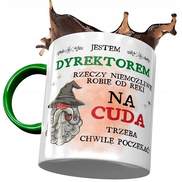 Kubek Zielony Dla Dyrektora Na Cuda Trzeba Chwile Z Nadrukiem Ze Zdjęciem zdjęcie 1