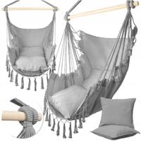 FOTEL WISZĄCY OGRODOWY KRZESŁO BRAZYLIJSKIE HAMAK HUŚTAWKA KOKON 2 PODUSZKI