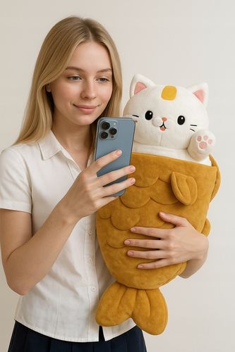 HIT! KOTEK W RYBIE – MASKOTKA 2w1 KAWAII MIĘKKIi PLUSZAK 50CM !!! na Arena.pl