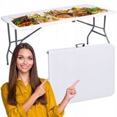 STÓŁ CATERINGOWY SKŁADANY OGRODOWY TURYSTYCZNY ROZKŁADANY WALIZKA 152 cm