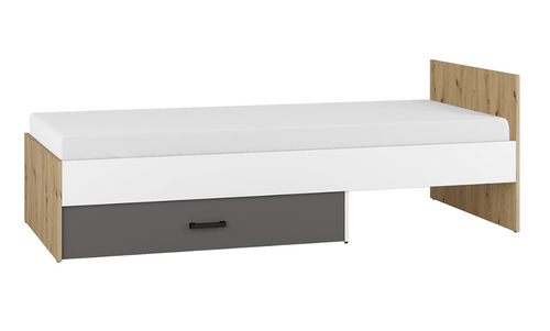 Łóżko Pojedyncze Młodzieżowe 90x200 cm Artisan + Biel + Antracyt FINKS ML na Arena.pl