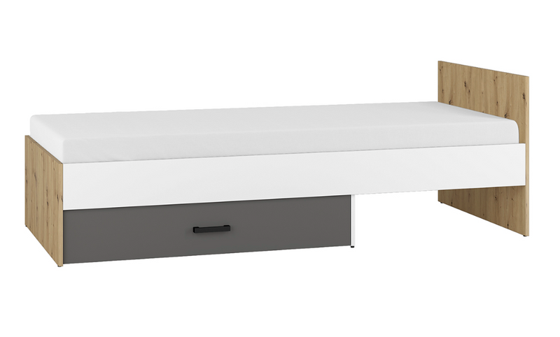 Łóżko Pojedyncze Młodzieżowe 90x200 cm Artisan + Biel + Antracyt FINKS ML zdjęcie 1