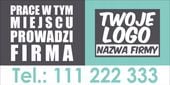 BANER 200x100cm PRACE PROWADZI FIRMA twoje logo nazwa firmy PROMOCJA
