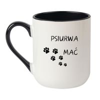 KUBEK "PSIURWA MAĆ" Wzór - Elegant Biało-Czarny 330 ml